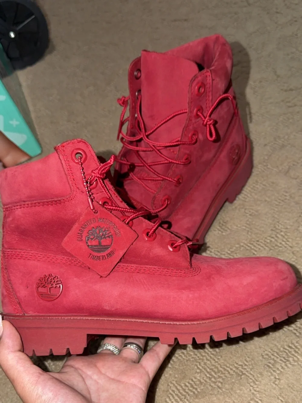Timberland Women's Red Lace-Up Suede Boots